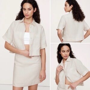 Linen boxy short sleeve top by Banana Republic